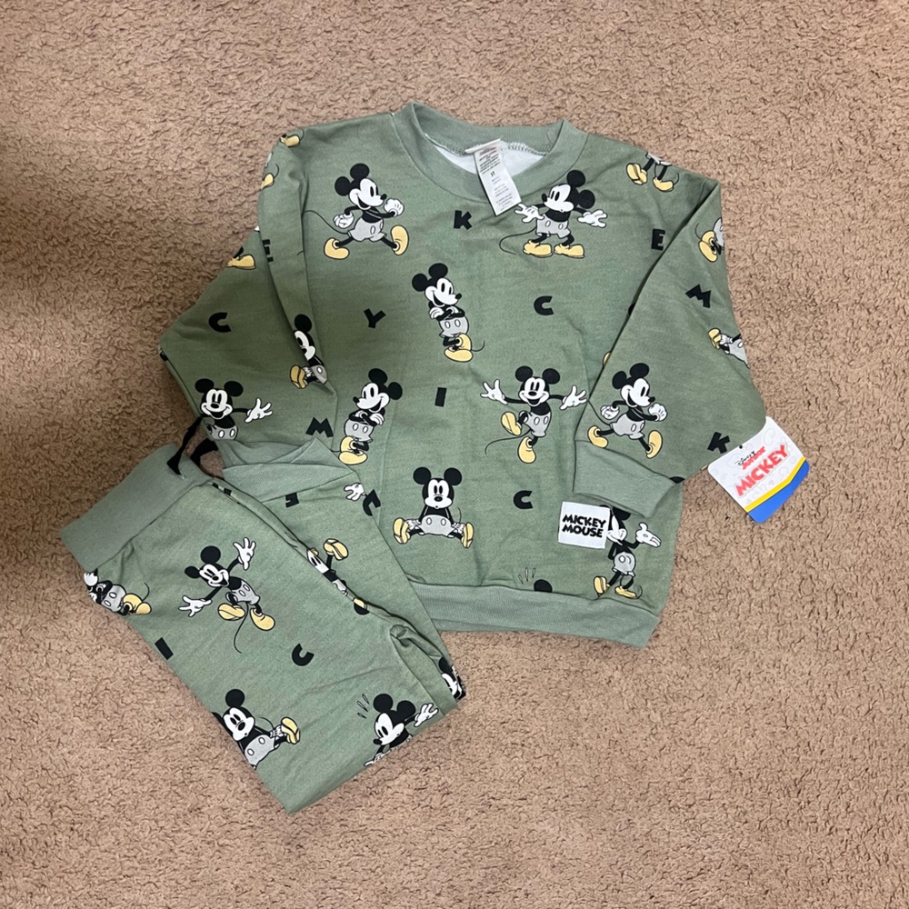 Disney Mickey Mouse Kids Matching Set - Green and Black